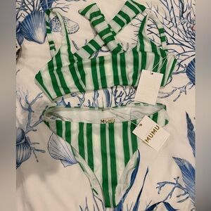 Show Me Your MuMu Emerald and White Bikini Set